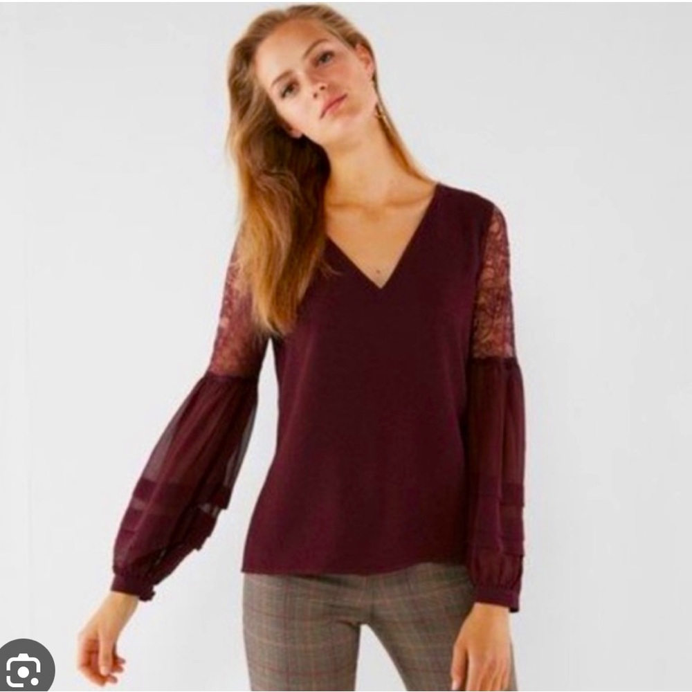Express Maroon Bell Sleeve Top